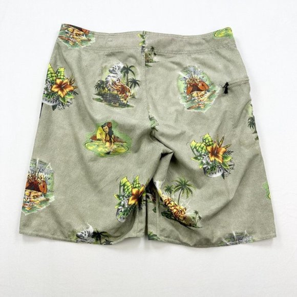 DC Board Shorts Mens 33 Medium Flat Front Beach Outdoors Modern Casual Floral - Picture 5 of 7